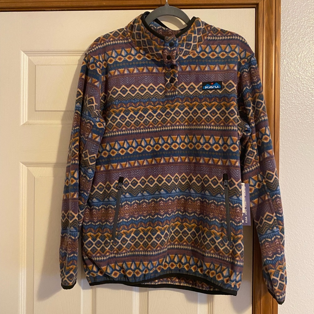 Kavu Multicolor Geometric Fleece Pullover